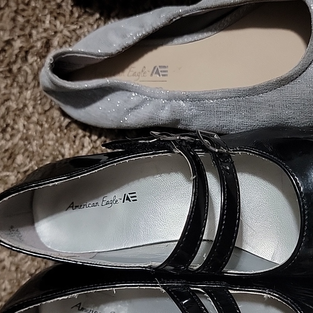 American Eagle Size 13 Black Gray Sparkles Heels Flats Dress Shoes - Picture 12 of 12